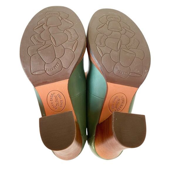 Kork Ease Simone Ace Leather High Heel Pumps Block Slip On Green Brown Size 9 - Picture 3 of 10